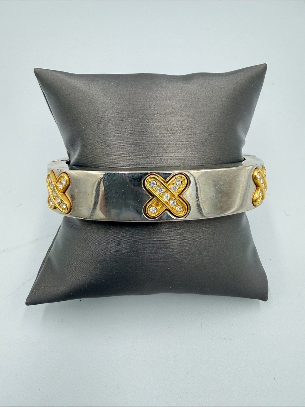 Two-Tone Silver and Gold Crystal Accent Bracelet